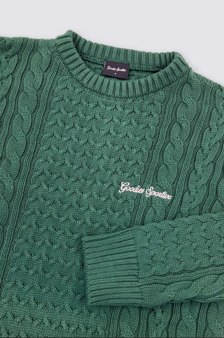 CABLE KNITTED CREWNECK FOREST GREEN