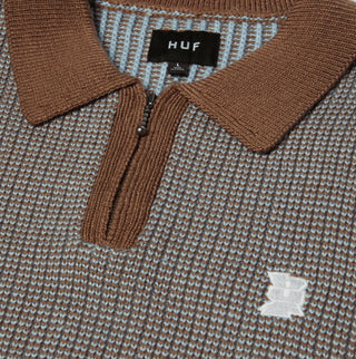 MEGABLAST TWO TONE WAFFLE SWEATER WASHED BLUE/MOSS