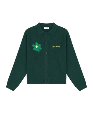 GREEN FLOWER POLO KNIT