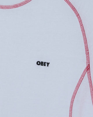 AARON CONTRAST STITCH LS WHITE