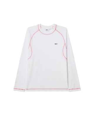 AARON CONTRAST STITCH LS WHITE