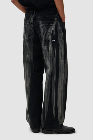 WASHED JEANS PANTS BLACK DENIM