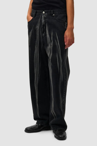 WASHED JEANS PANTS BLACK DENIM