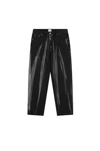 WASHED JEANS PANTS BLACK DENIM
