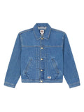TRUCKER PLEATED DENIM JACKET BLUE