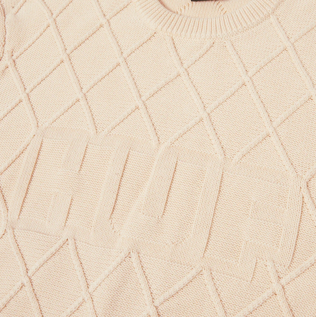 GRID CREWNECK SWEATER NATURAL