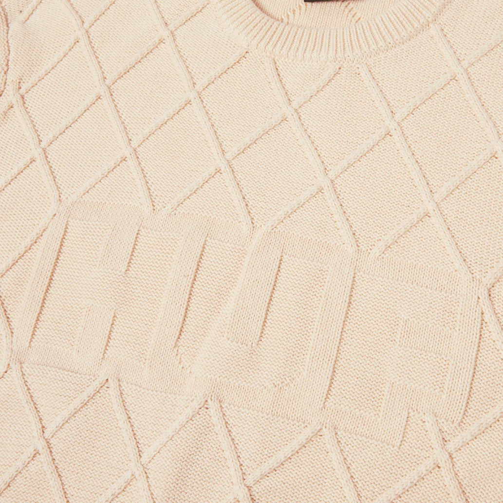 GRID CREWNECK SWEATER NATURAL