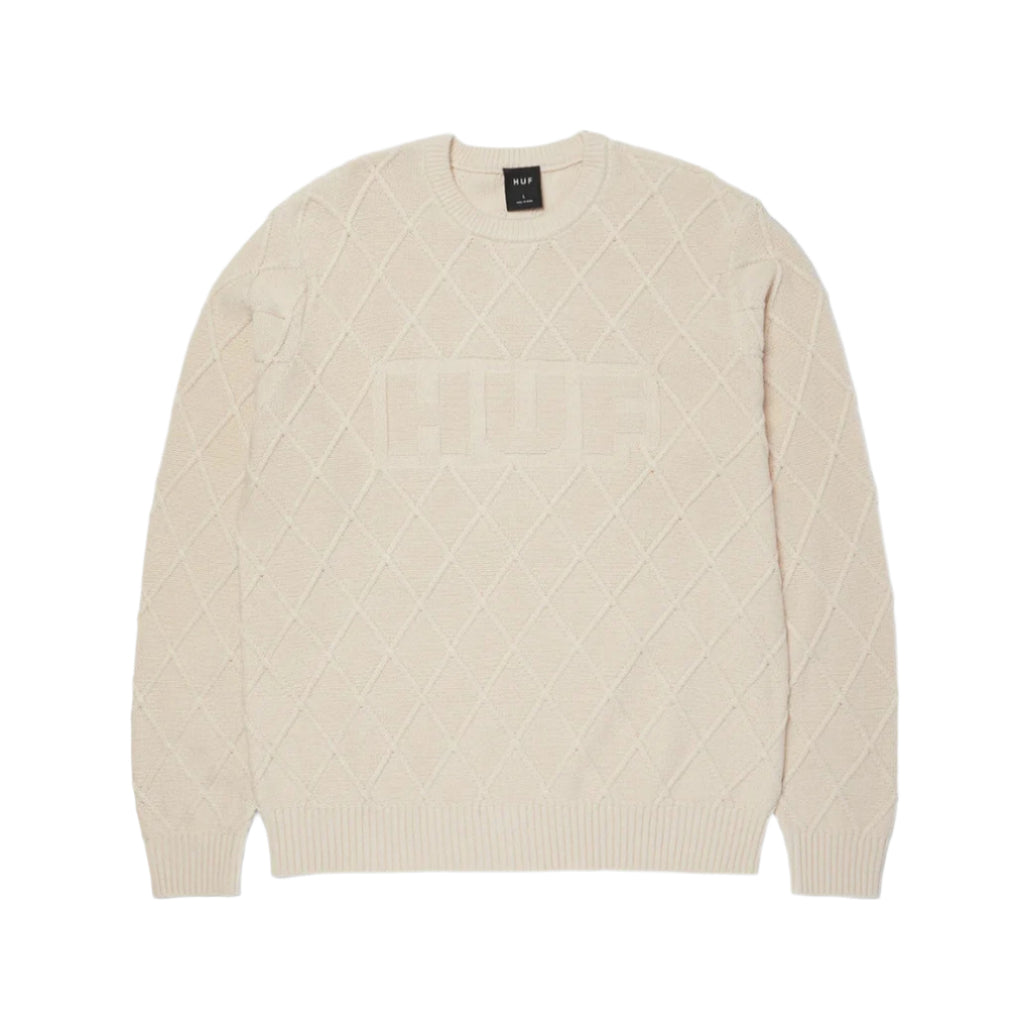 GRID CREWNECK SWEATER NATURAL