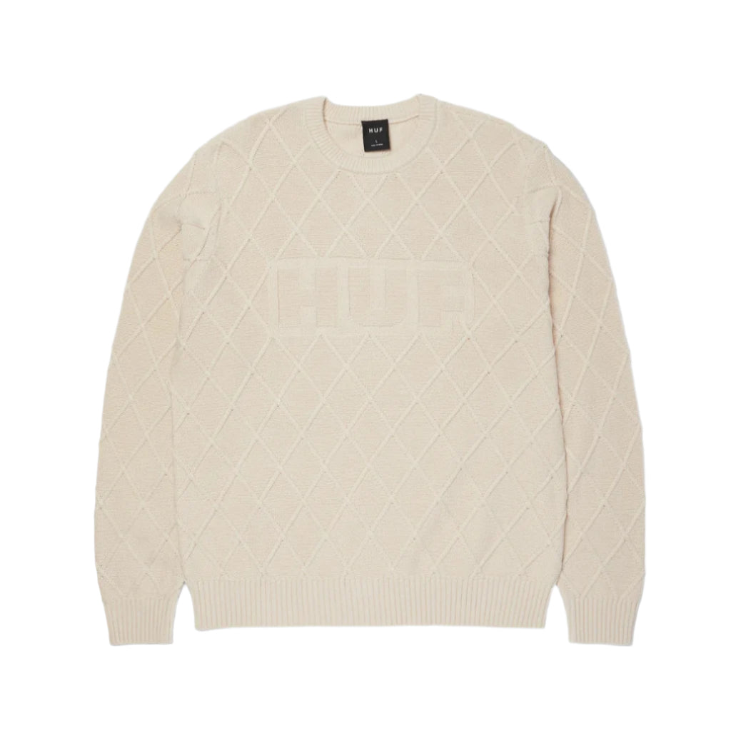 GRID CREWNECK SWEATER NATURAL