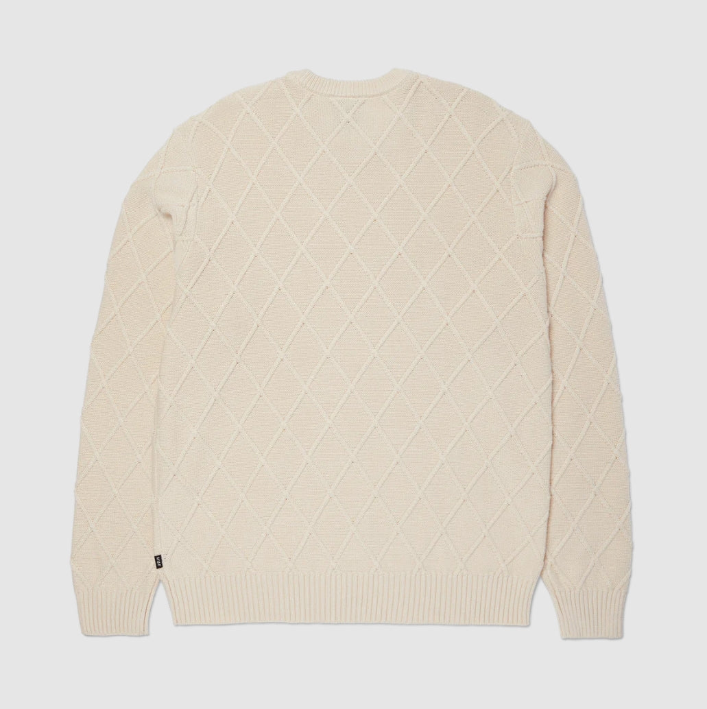 GRID CREWNECK SWEATER NATURAL