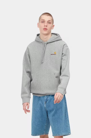 HOODED AMERICAN SCRIPT GREY HEATHER