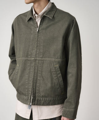 JAPANESE SLUB DENIM JACKET DARK SAGE