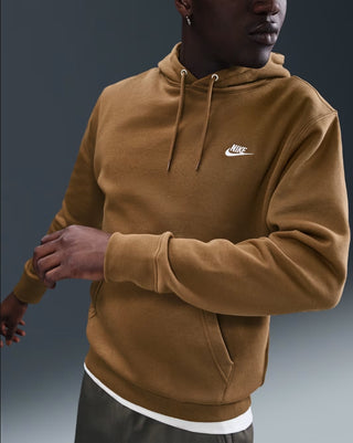 NIKE CLUB FLEECE HOODIE MOSSWOOD BROWN
