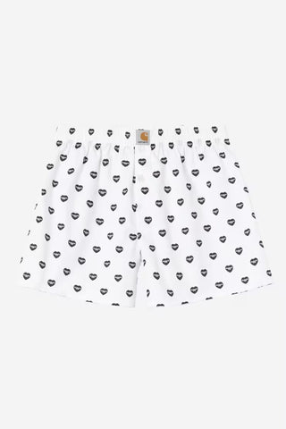 COTTON BOXER HEART PRINT WHITE/BLACK