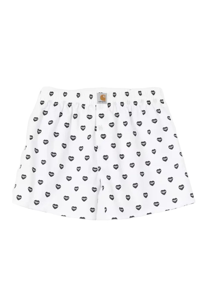 COTTON BOXER HEART PRINT WHITE/BLACK