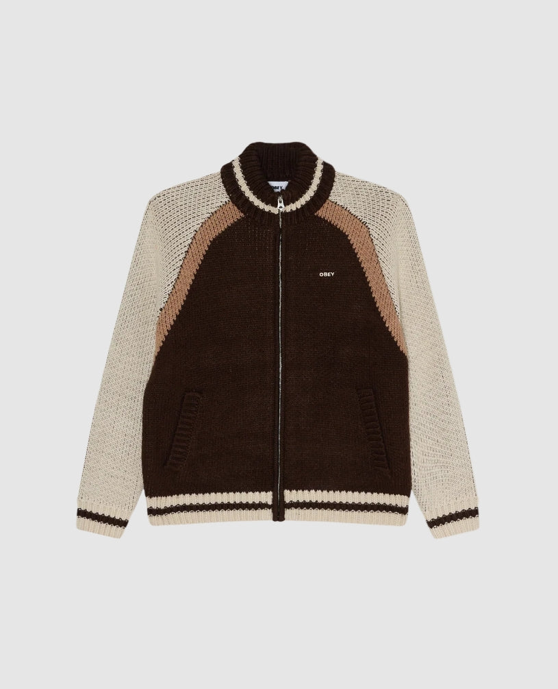 AVEN ZIP UP SWEATER BROWN MULTI