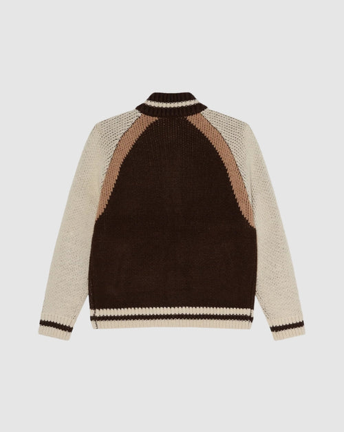 AVEN ZIP UP SWEATER BROWN MULTI
