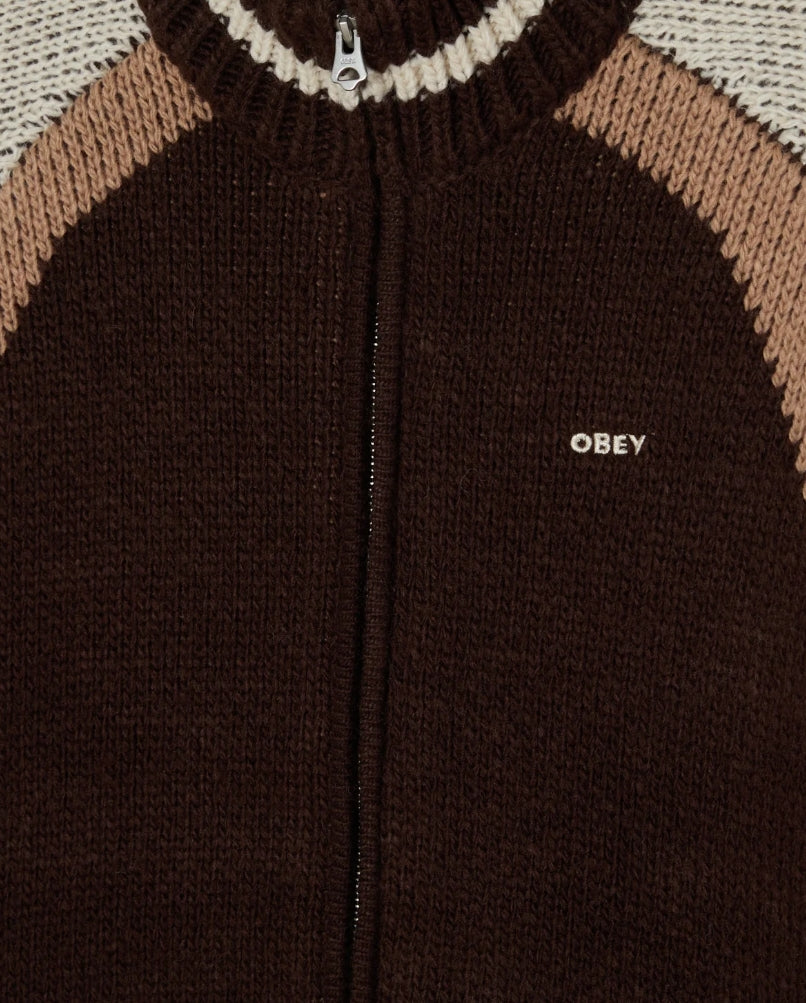 AVEN ZIP UP SWEATER BROWN MULTI