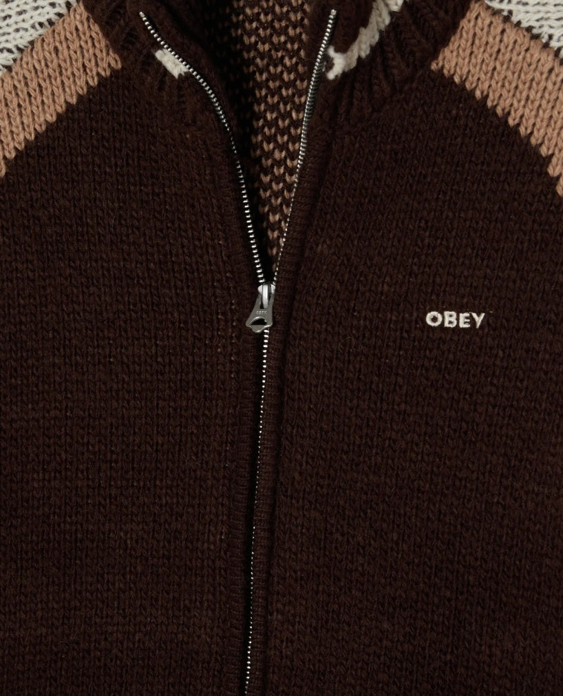 AVEN ZIP UP SWEATER BROWN MULTI