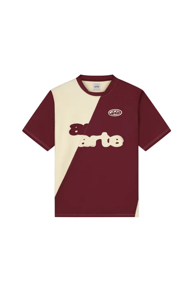 FOOTBALL TEE BORDEAUX/CREAM
