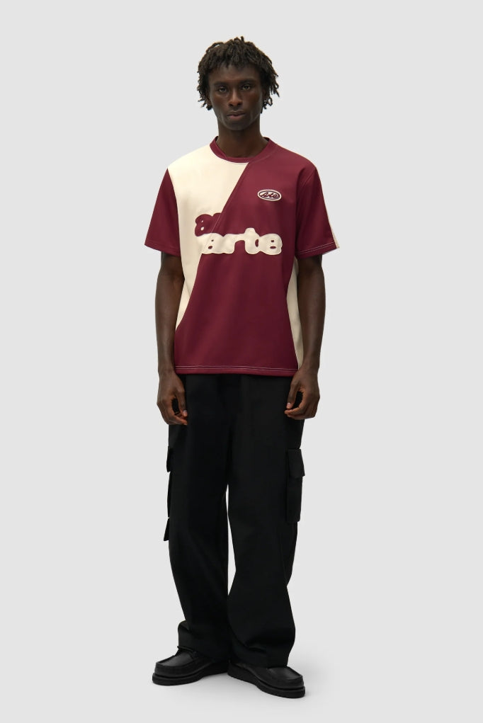 FOOTBALL TEE BORDEAUX/CREAM
