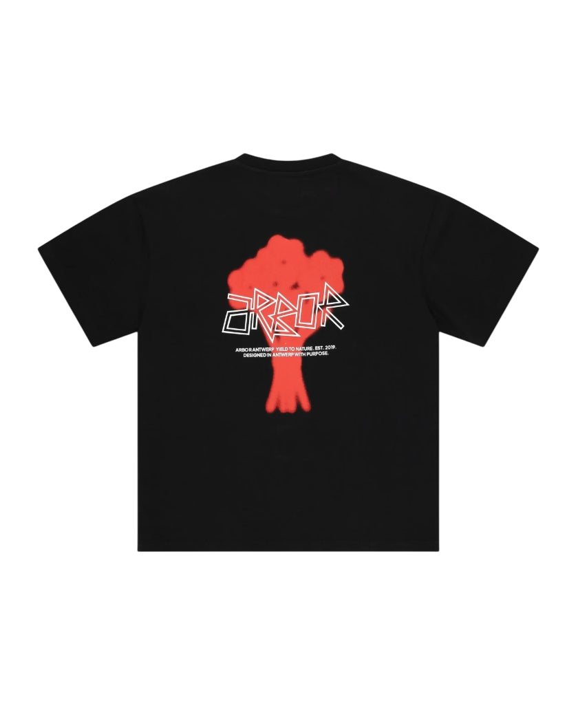 FLORAL BOUQUET RED TEE BLACK