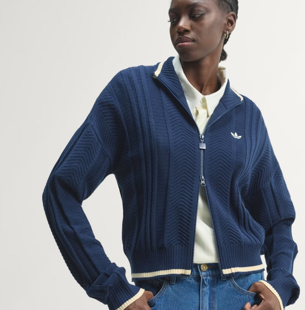 CABLE KNIT FIREBIRD TRACK JACKET INDIGO