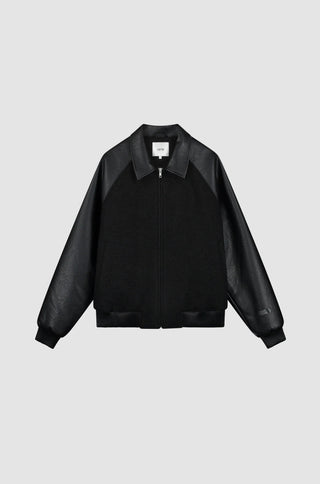 LEATHER VARSITY JACKET BLACK