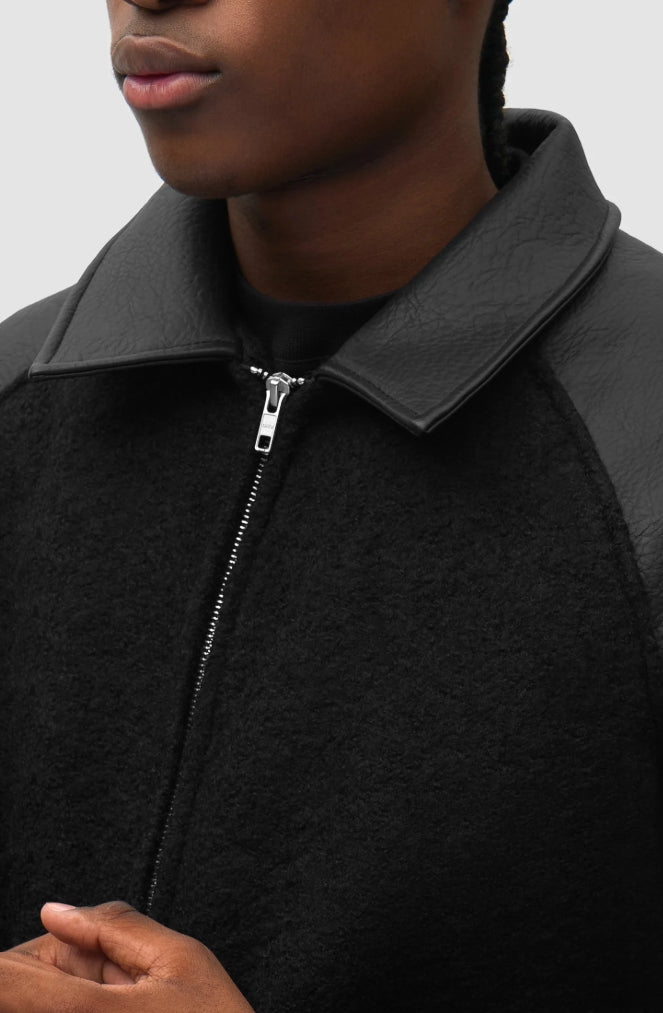 LEATHER VARSITY JACKET BLACK