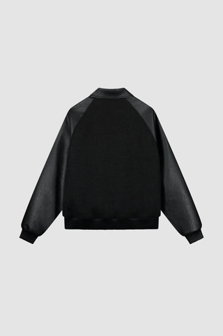LEATHER VARSITY JACKET BLACK