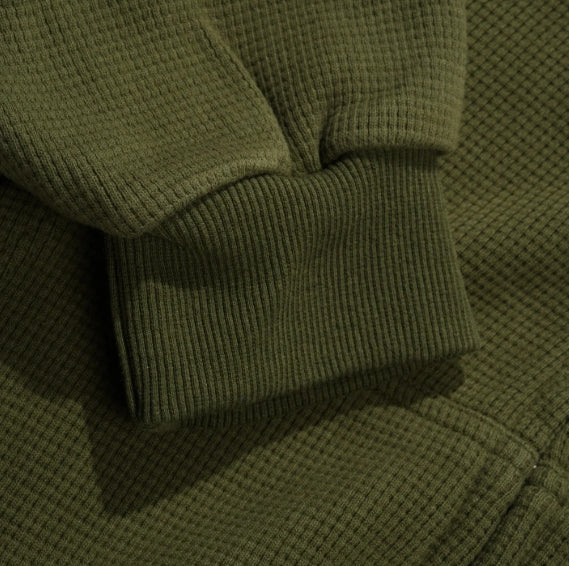 TIDE WAFFLE ZIP-THRU HOODIE WASHED ARMY