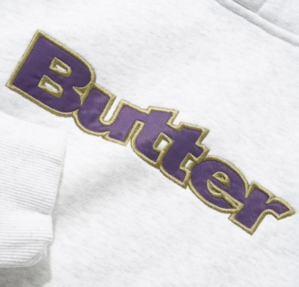 SATIN APPLIQUE HOODIE ASH