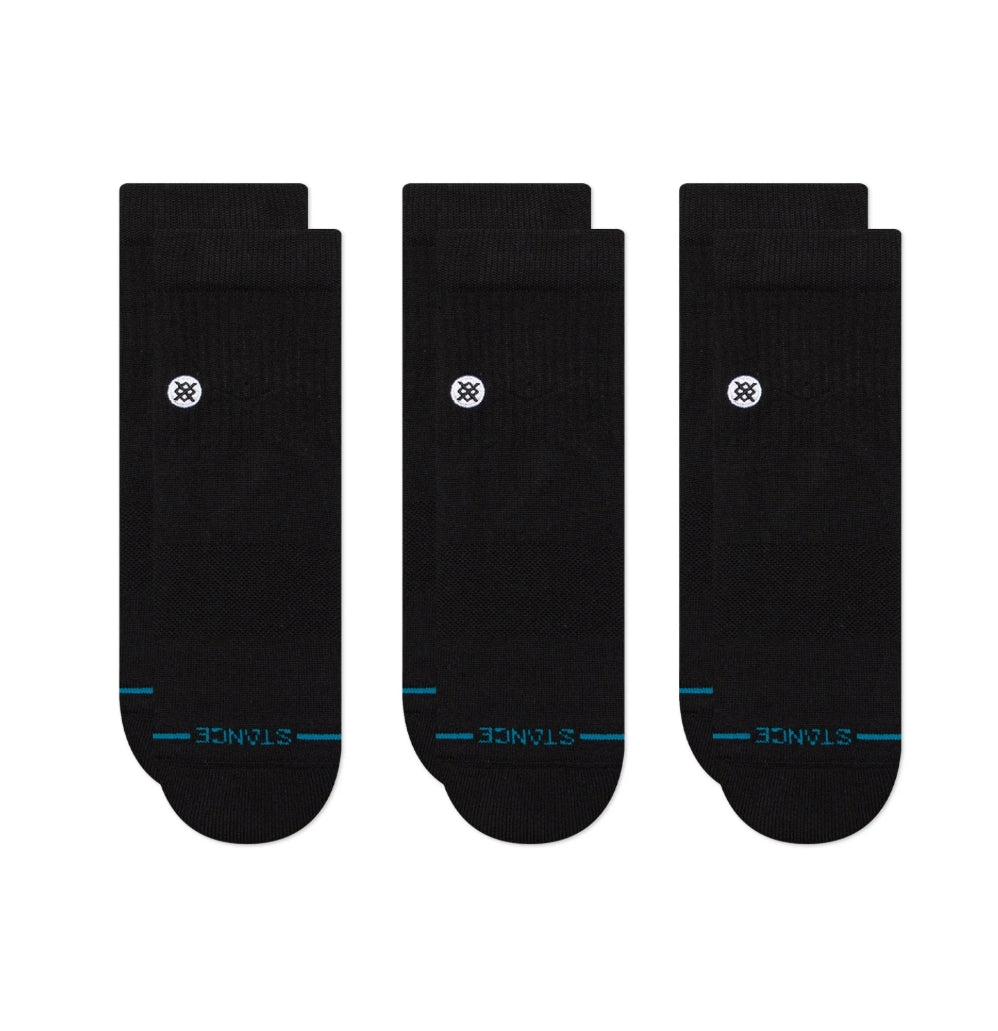 ICON QUARTER SOCK 3-PACK BLACK
