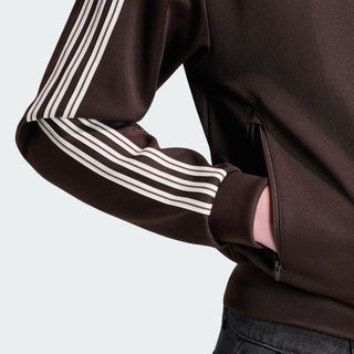 BECKENBAUER CROP TRACK TOP BROWN