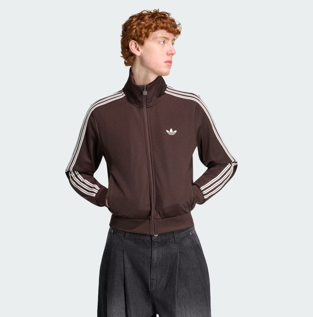 BECKENBAUER CROP TRACK TOP BROWN