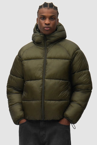 RIPSTOP HOODED PUFFER GREEN