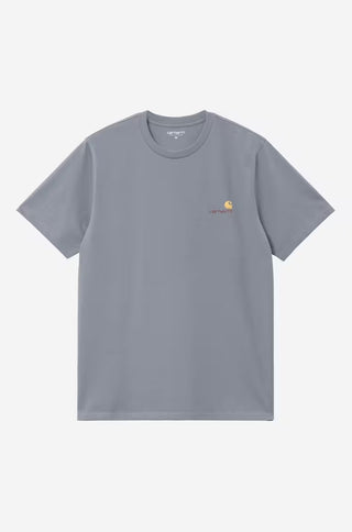 AMERICAN SCRIPT TEE SHADY BLUE