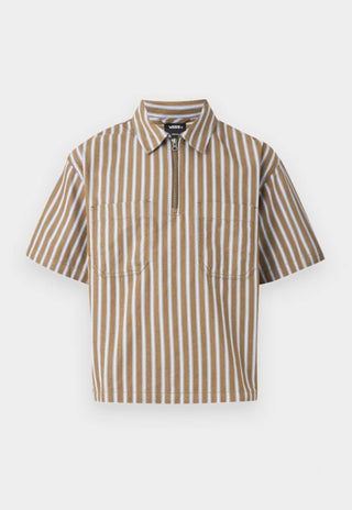 CROPPED ZIP WOVEN WARM BROWN/GLACIAL SLATE