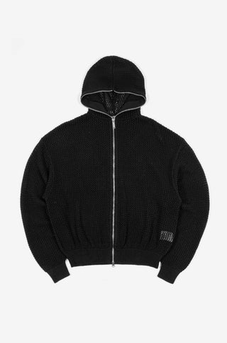 REALM FULL ZIP LOOSE SWEATER BLACK