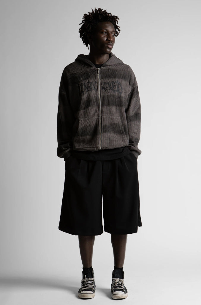 NEVERMIND ZIP SWEATER CHARCOAL/BLACK