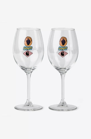 STACKED GRAPES WINE GLASS SET CLEAR