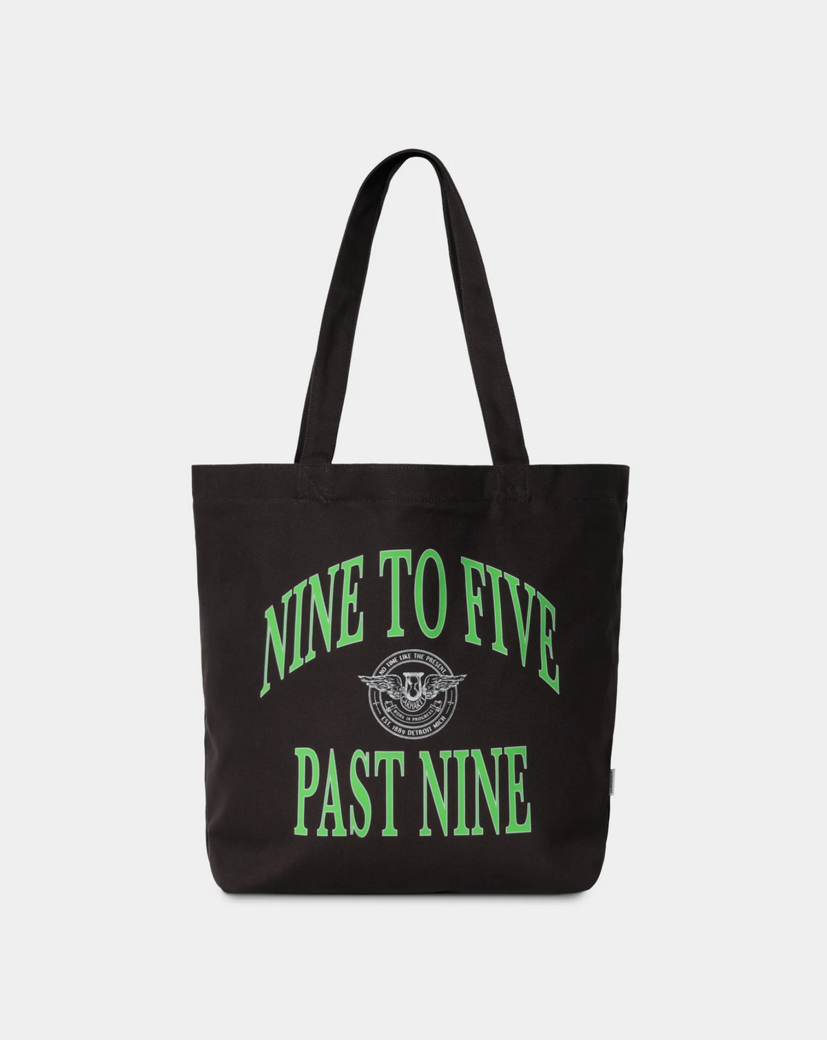 CANVAS GRAPHIC TOTE NINE TO FIVE PAST NINE PRINT