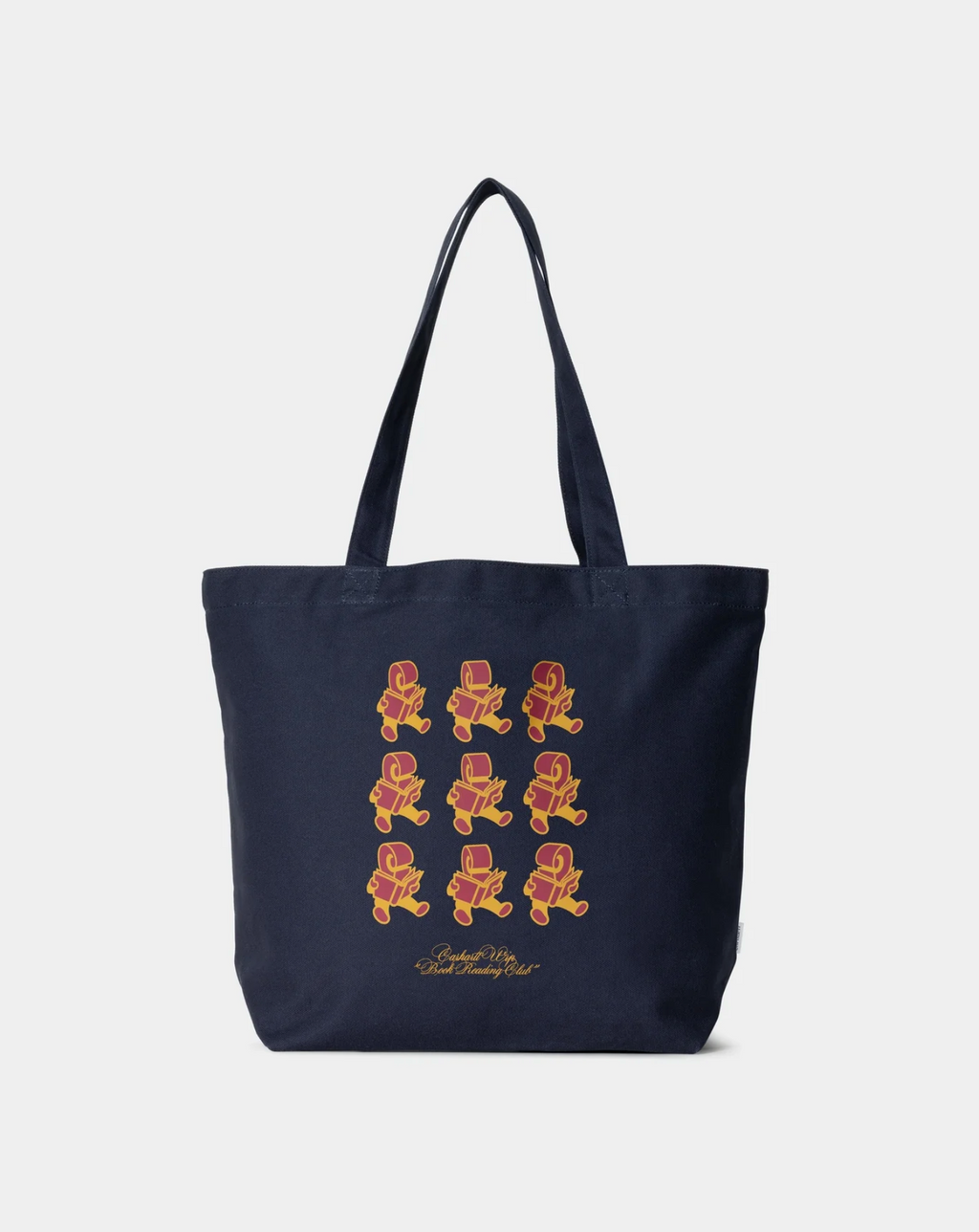 CANVAS GRAPHIC TOTE COTTON READING CLUB PRINT BLUE