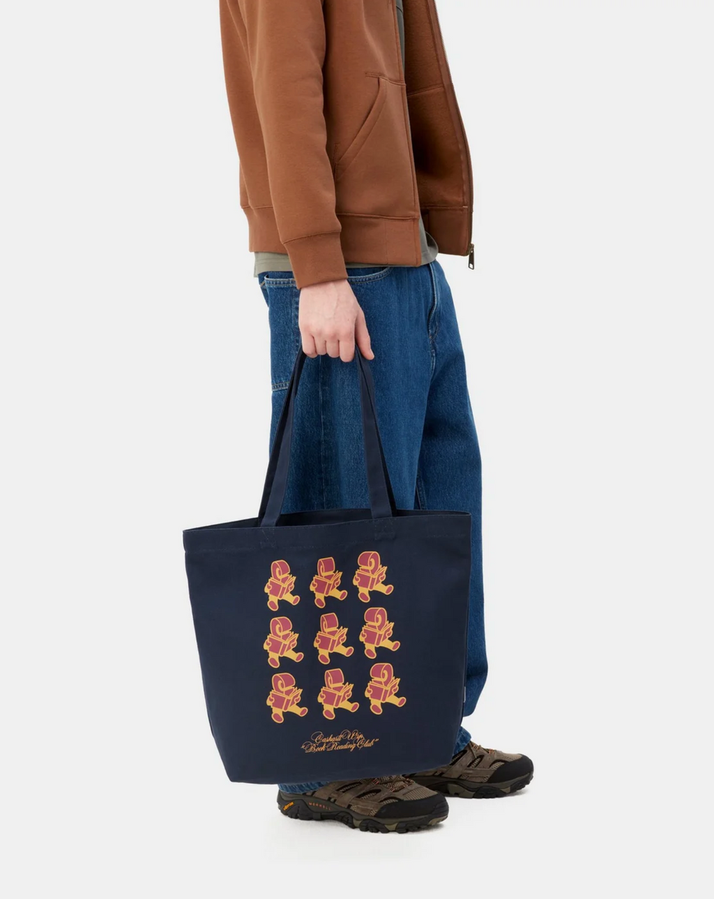 CANVAS GRAPHIC TOTE COTTON READING CLUB PRINT BLUE