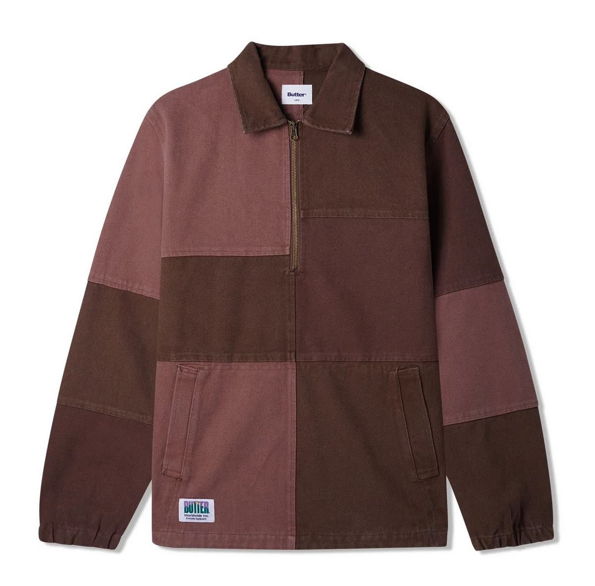 WASHED CANVAS PATCHWORK JACKET WASHED BURGUNDY