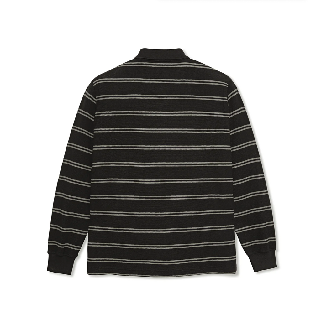 STRIPE POLO LONGSLEEVE BLACK