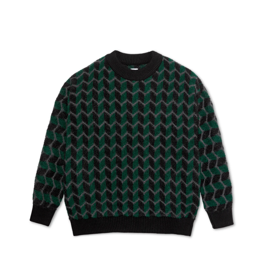 ZIG ZAG KNIT SWEATER BLACK / DARK TEAL