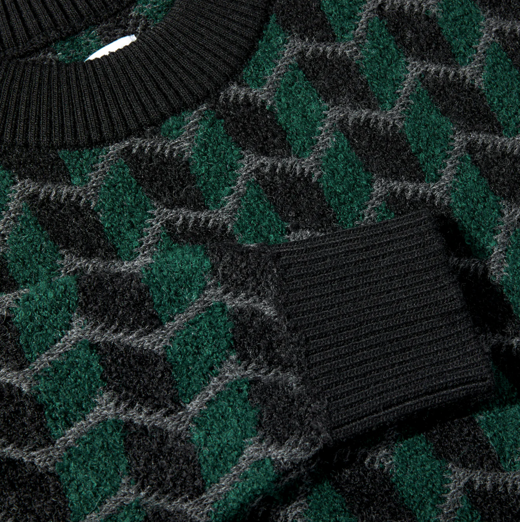 ZIG ZAG KNIT SWEATER BLACK / DARK TEAL