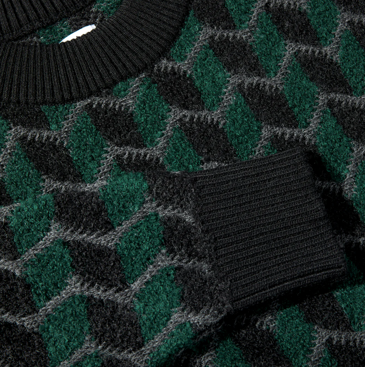 ZIG ZAG KNIT SWEATER BLACK / DARK TEAL