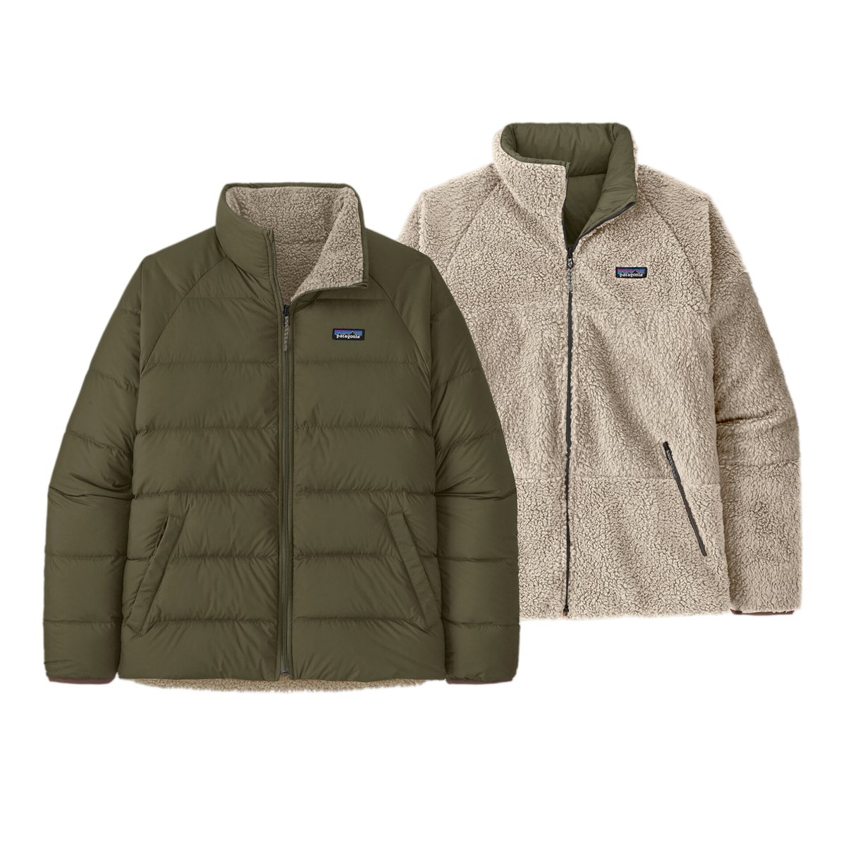 MEN'S REVERSIBLE SILENT DOWN FLEECE JACKET BASIN GREEN